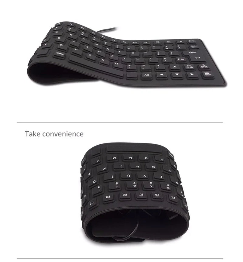 Stay Protected and Productive: Waterproof Silicone Keyboard - Foldable, Flexible, USB, Dustproof, Dirtproof, Full Size, Ideal for Any Environment!