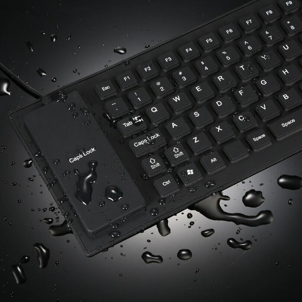 Stay Protected and Productive: Waterproof Silicone Keyboard - Foldable, Flexible, USB, Dustproof, Dirtproof, Full Size, Ideal for Any Environment!