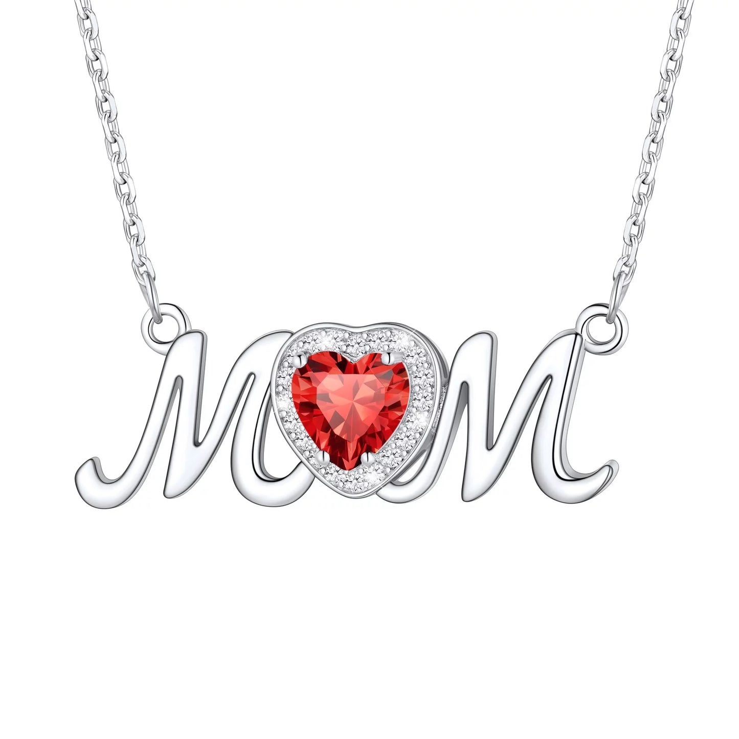 Cherish Mom's Love. Sparkling 925 Sterling Silver Birthstone Heart Necklace - The Perfect Mother's Day Gift!