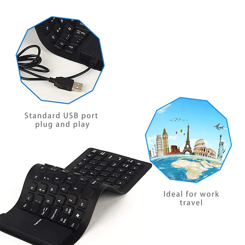 Stay Protected and Productive: Waterproof Silicone Keyboard - Foldable, Flexible, USB, Dustproof, Dirtproof, Full Size, Ideal for Any Environment!