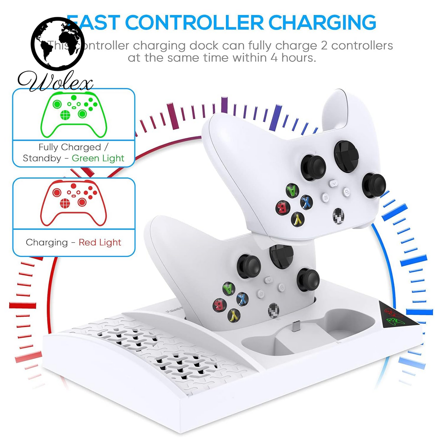 Charger Stand with Cooling Fan for Xbox Series S Console and Controller,Vertical Dual Charging Dock Accessories with 2 X 1400Mah Rechargeable Battery and Cover, Earphone Bracket for XSS